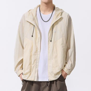 Muško ljetno kaput s kapuljačom, brzo-sušeći Ice Silk materijal, prozračan, UPF59 zaštita od sunca, džepovi sa zatvaračima