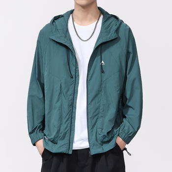 Muško ljetno kaput s kapuljačom, brzo-sušeći Ice Silk materijal, prozračan, UPF59 zaštita od sunca, džepovi sa zatvaračima