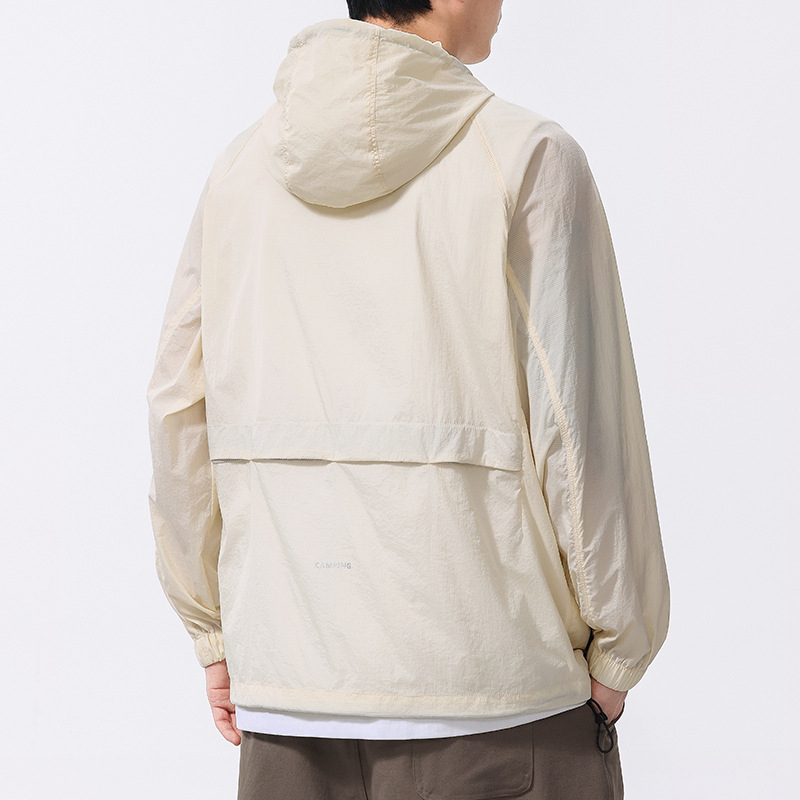 Muško ljetno kaput s kapuljačom, brzo-sušeći Ice Silk materijal, prozračan, UPF59 zaštita od sunca, džepovi sa zatvaračima