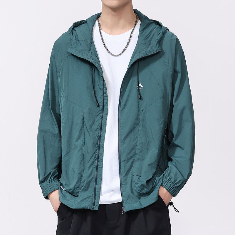 Muško ljetno kaput s kapuljačom, brzo-sušeći Ice Silk materijal, prozračan, UPF59 zaštita od sunca, džepovi sa zatvaračima