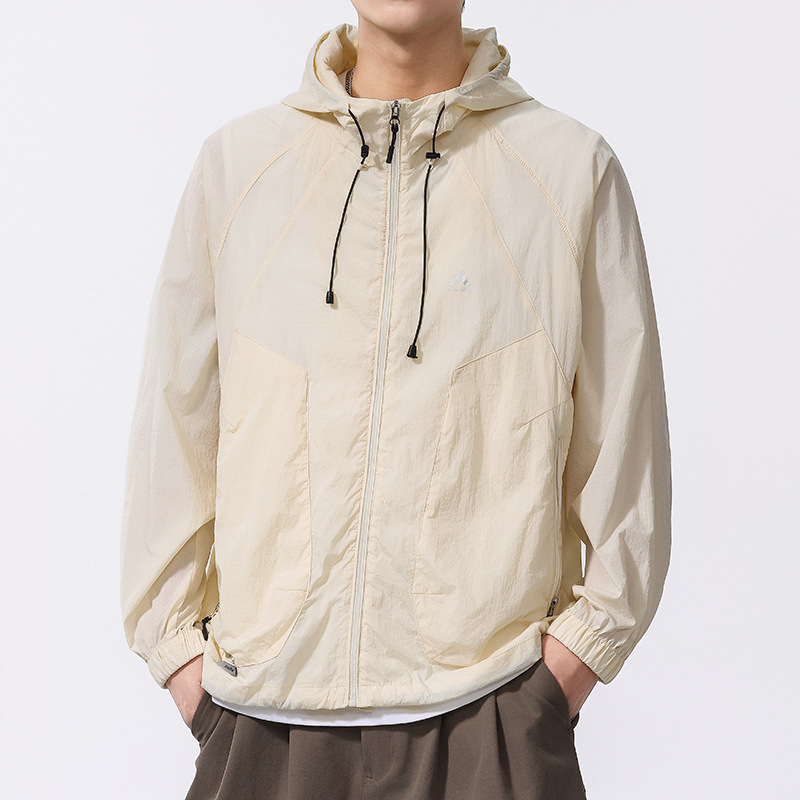 Muško ljetno kaput s kapuljačom, brzo-sušeći Ice Silk materijal, prozračan, UPF59 zaštita od sunca, džepovi sa zatvaračima