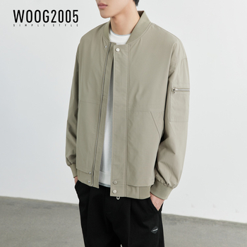Muška jakna u korejskom stilu, otporna na vjetar, s stojećim ovratnikom i zatvaračem, od poliesterskog vlakna