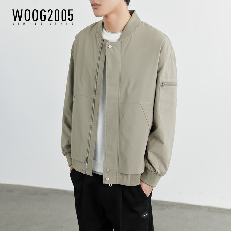 Muška jakna u korejskom stilu, otporna na vjetar, s stojećim ovratnikom i zatvaračem, od poliesterskog vlakna