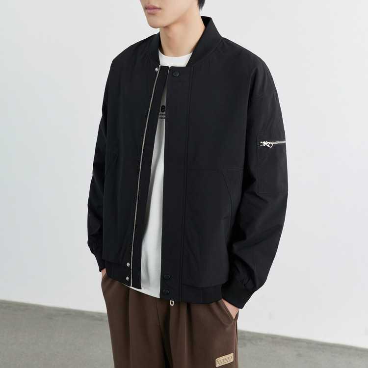 Muška jakna u korejskom stilu, otporna na vjetar, s stojećim ovratnikom i zatvaračem, od poliesterskog vlakna
