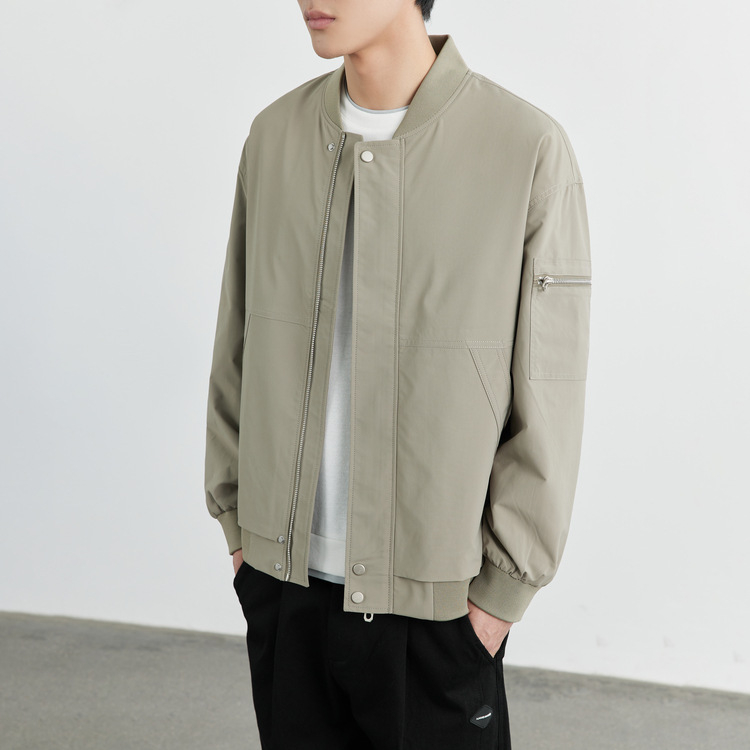 Muška jakna u korejskom stilu, otporna na vjetar, s stojećim ovratnikom i zatvaračem, od poliesterskog vlakna
