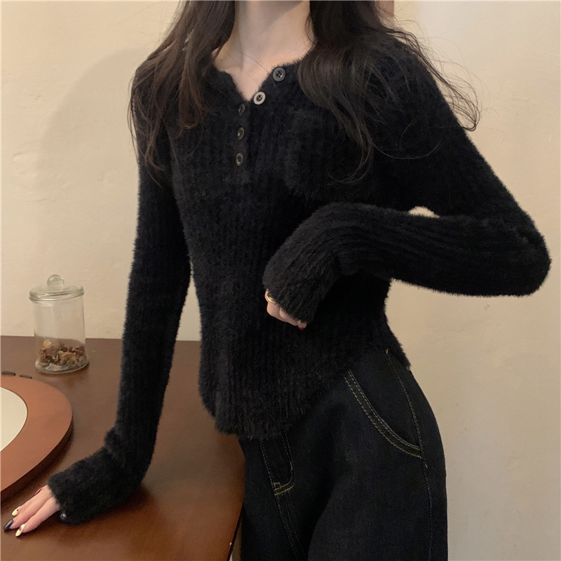 Džemper s kapuljom i bez rukava, pleteni materijal Spandex, casual japansko-korejski stil, jesen 2025