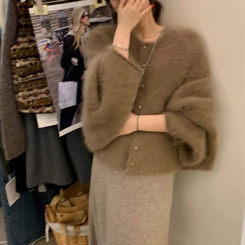 Pulover kardigan stil, francuski stil — pleteni materijal, poliester, debeo