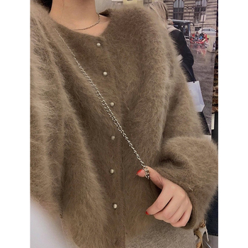 Pulover kardigan stil, francuski stil — pleteni materijal, poliester, debeo