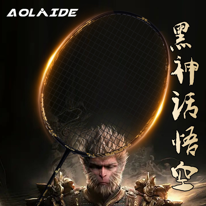 Oled badminton raketa Black Myth Wukong, potpuno karbonsko okviro, težina 80–84 g, debljina drške G5, za srednje–napredne igrače