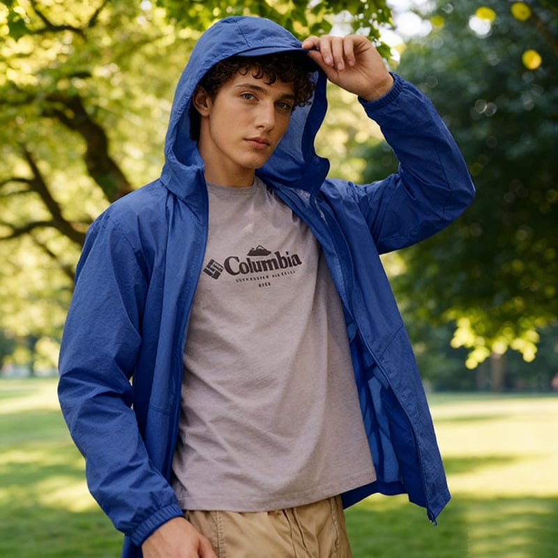 Muška jakna s kapuljom, prednje zatvaranje na zip, poliester smjesa 95%, uski kroj