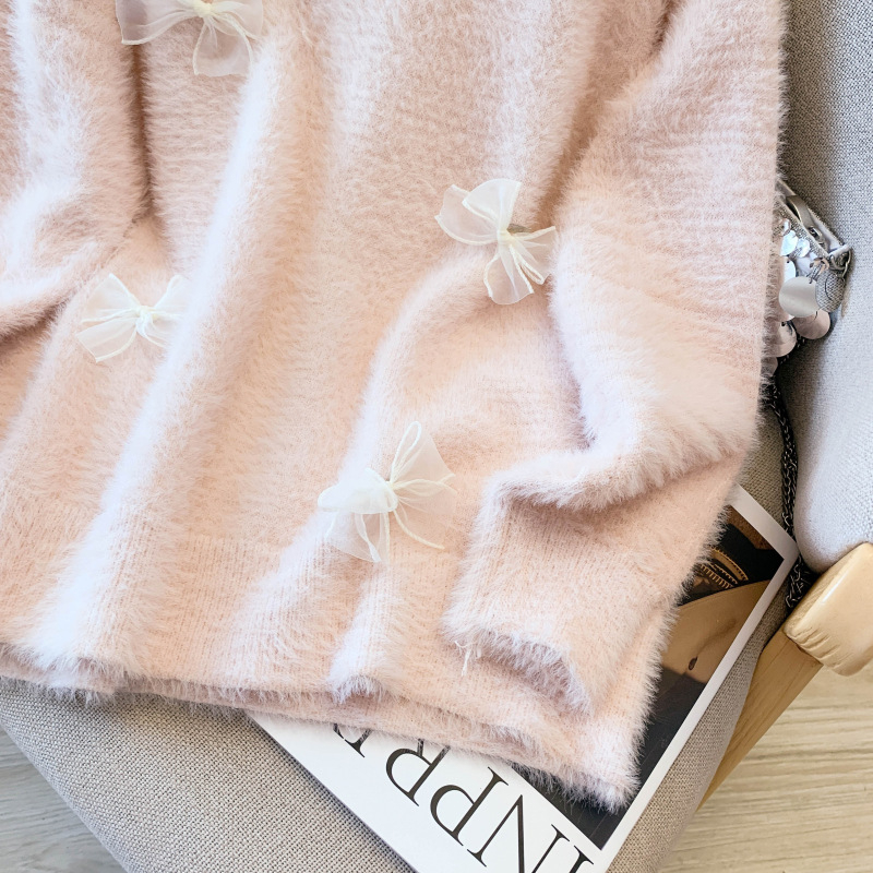 Pulover s V-izrezom i uzorkom mašne, lažni dvodijelni dizajn, kapuljača, dugi rukavi