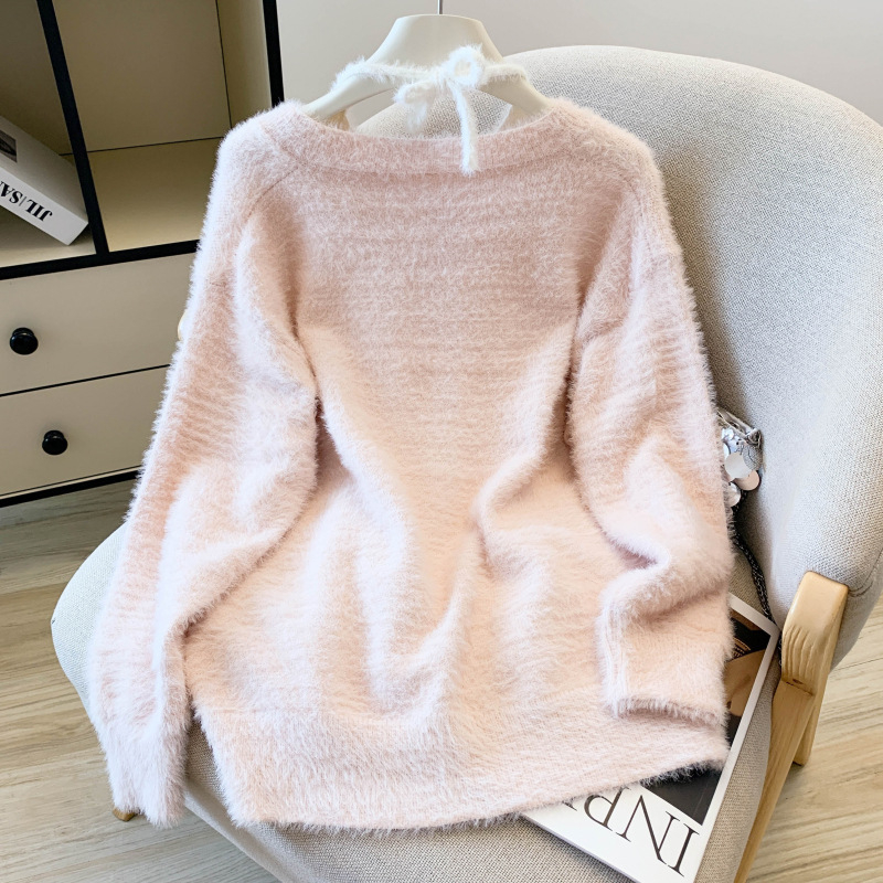 Pulover s V-izrezom i uzorkom mašne, lažni dvodijelni dizajn, kapuljača, dugi rukavi