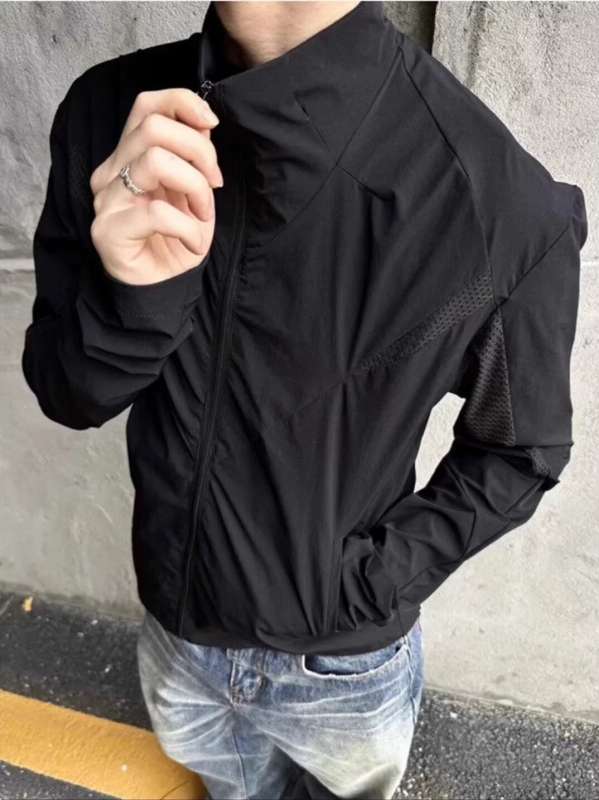 Unisex jakna za zaštitu od sunca od mrežastog ice-silk materijala, lagana, brzo sušeća sportska jakna s džepovima na zip, opuštenog kroja, za proljeće i jesen