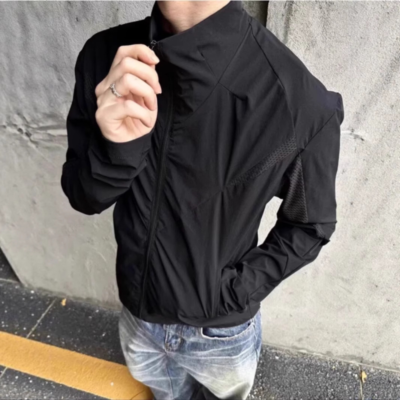 Unisex jakna za zaštitu od sunca od mrežastog ice-silk materijala, lagana, brzo sušeća sportska jakna s džepovima na zip, opuštenog kroja, za proljeće i jesen