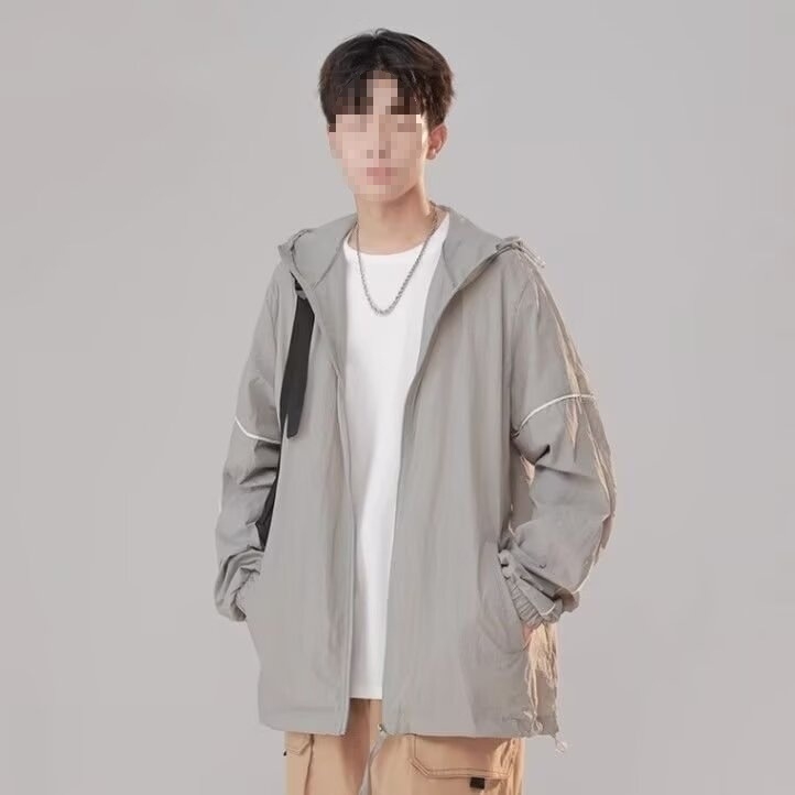 Jakna s kapuljačom za zaštitu od sunca, izuzetno tanki poliester, ljeto, zatvarač, uski kroj
