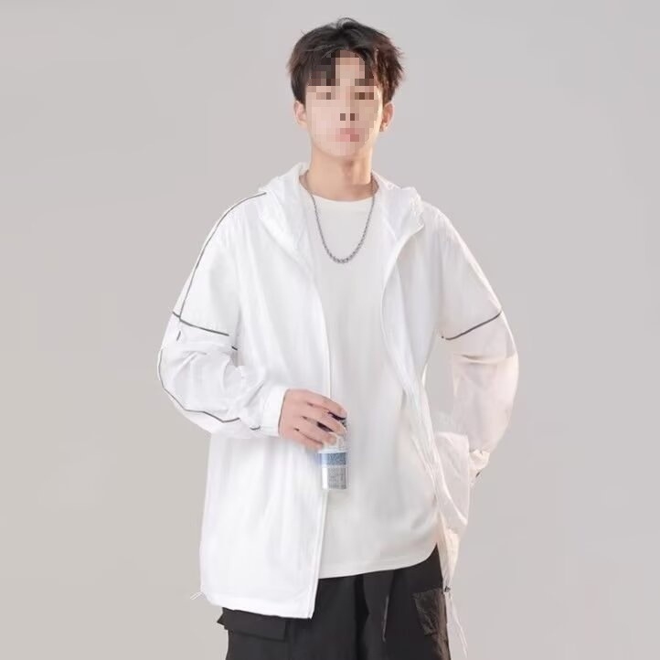 Jakna s kapuljačom za zaštitu od sunca, izuzetno tanki poliester, ljeto, zatvarač, uski kroj