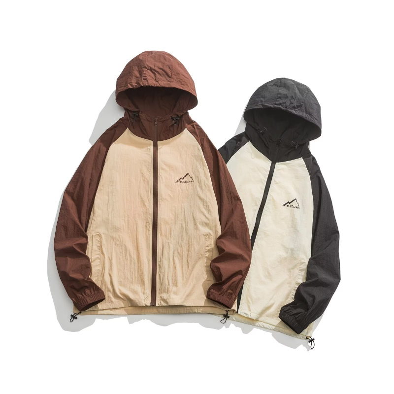 Kapuljačasta outdoor jakna s UV zaštitom za ljeto, ice silk/nylon, zatvarač