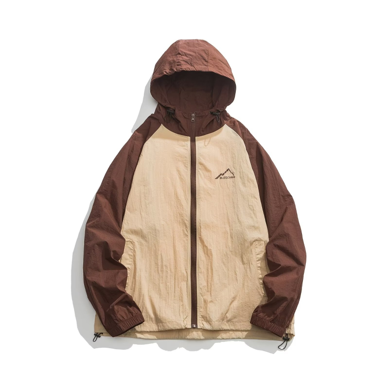 Kapuljačasta outdoor jakna s UV zaštitom za ljeto, ice silk/nylon, zatvarač