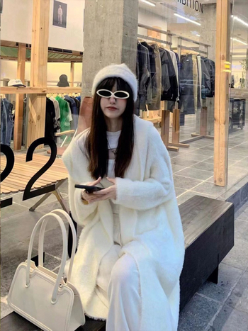 Kardigan s kapuljom od najlona i poliestera, ekstra debeli, dugi rukavi, široka silueta