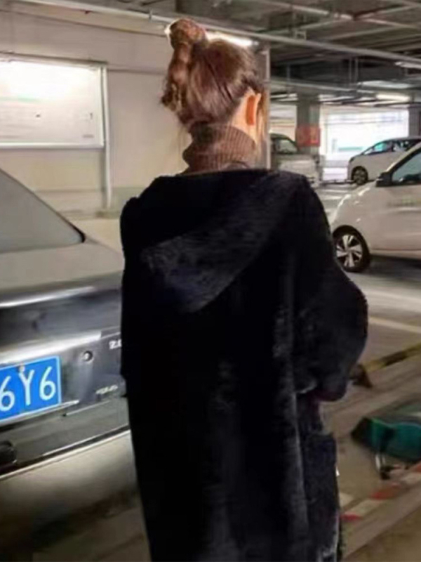 Kardigan s kapuljom od najlona i poliestera, ekstra debeli, dugi rukavi, široka silueta