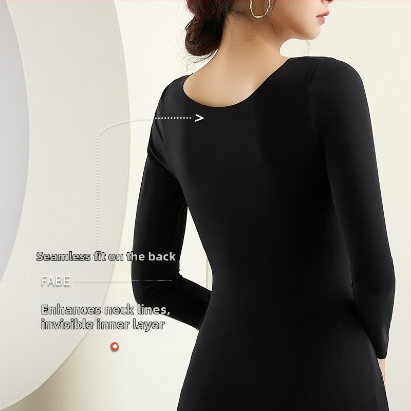 Ženské základné vrchné tielko - teplý nylon, kruhový výstrih, dlhé rukávy, extrne hrubé 301–350 g/m², 70–80% nylon