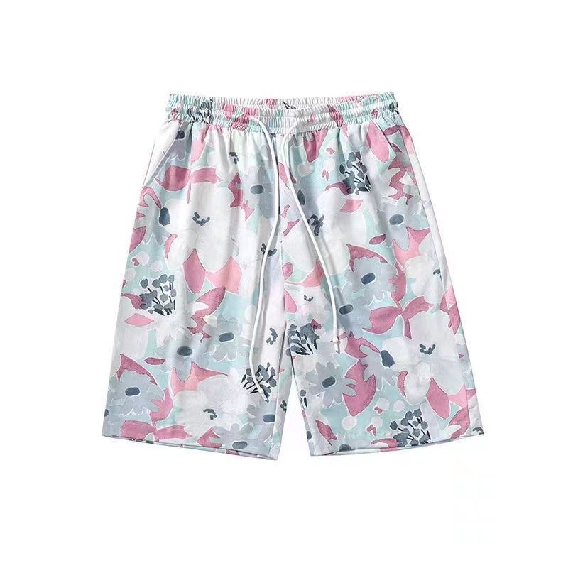 Pantaloni de plajă pentru bărbați – imprimeu floral, uscare rapidă, stil Hawaii, imprimare digitală pe poliester