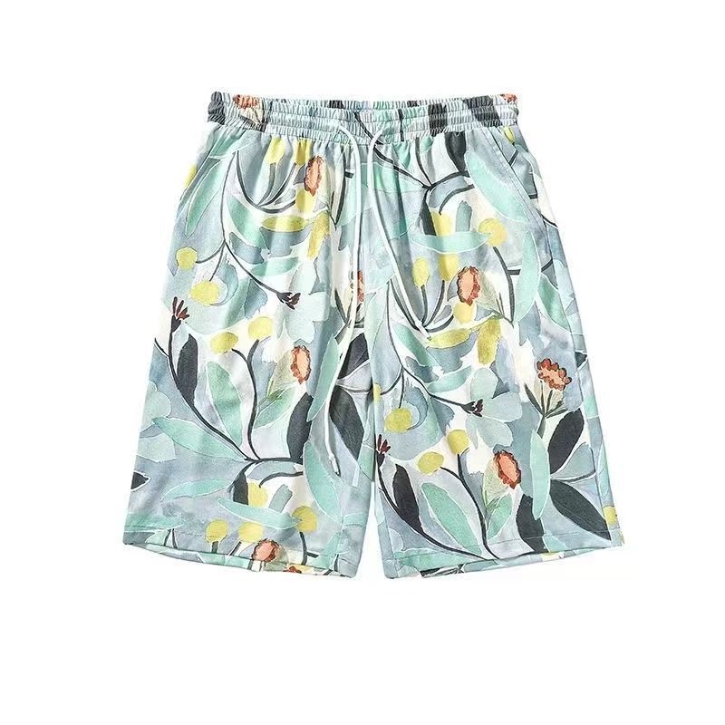 Pantaloni de plajă pentru bărbați – imprimeu floral, uscare rapidă, stil Hawaii, imprimare digitală pe poliester