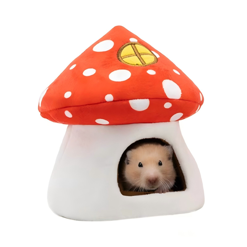 Hamsterovo gnijezdo u karikaturalnom stilu, zimsko grijanje, unutarnje sklonište, oblik nalik vanzemaljcu, za odmor i skrivanje