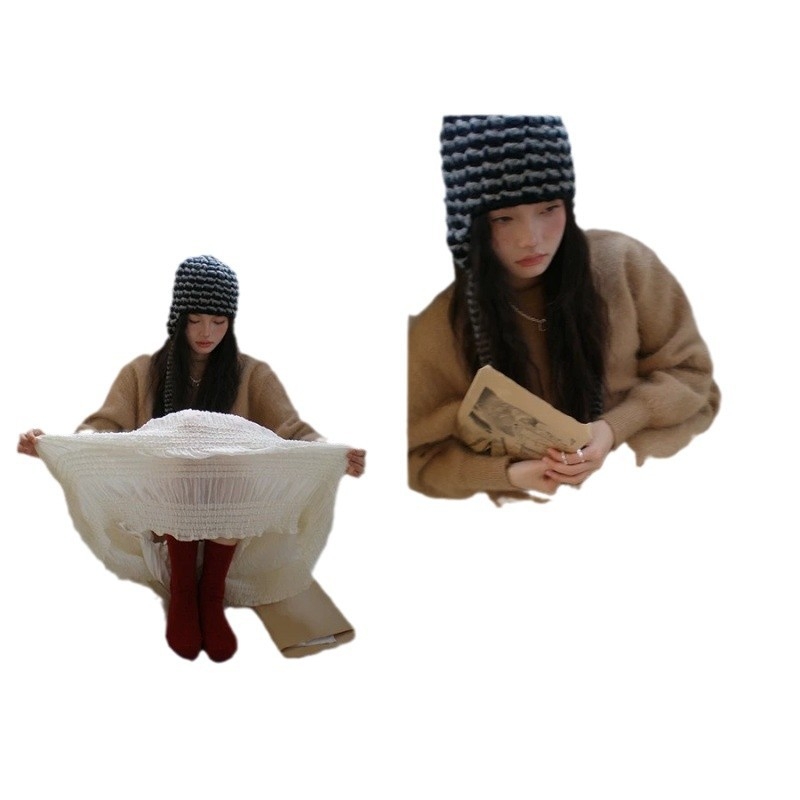 Ženski akrilni pulover širokog kroja s visokim ovratnikom, urban stil