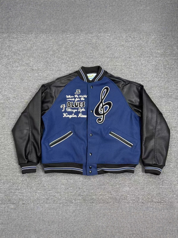 Baseball dzseki retró hímzéssel, kavicsos textúra, poliészter keverék anyag, 80% poliészter, cipzáros záródás