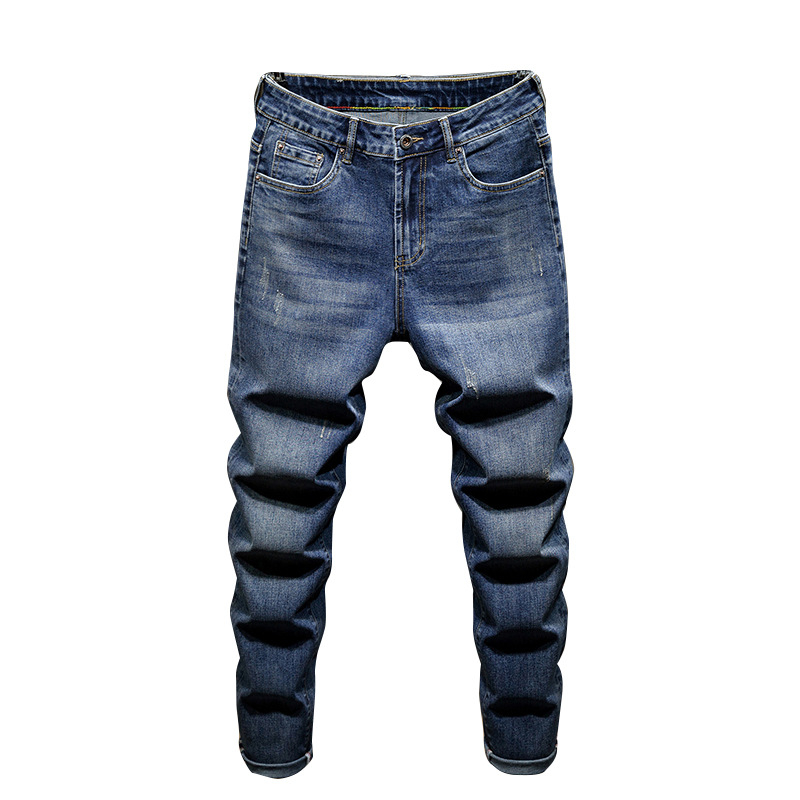 Τζιν ανδρών, ίσια γραμμή, στυλ Χονγκ Κονγκ, μεσαία μέση, ντένιμ με ήπια ελαστικότητα