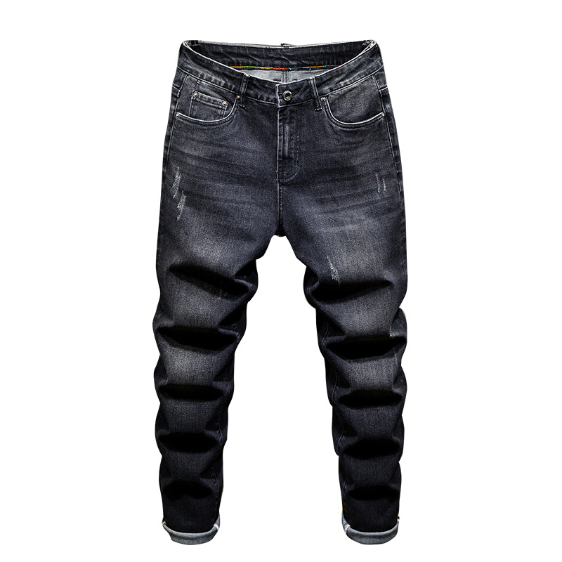 Τζιν ανδρών, ίσια γραμμή, στυλ Χονγκ Κονγκ, μεσαία μέση, ντένιμ με ήπια ελαστικότητα