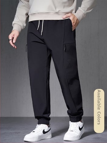 K3067 Φορμές παντελόνια, χαλαρή γραμμή, μεσαία μέση, νάιλον/σπαντέξ ανάμιξη 90%/10%, μακριά παντελόνια με μανσέτες, φθινοπωρινό streetwear
