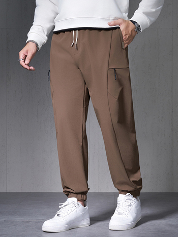 K3067 Φορμές παντελόνια, χαλαρή γραμμή, μεσαία μέση, νάιλον/σπαντέξ ανάμιξη 90%/10%, μακριά παντελόνια με μανσέτες, φθινοπωρινό streetwear