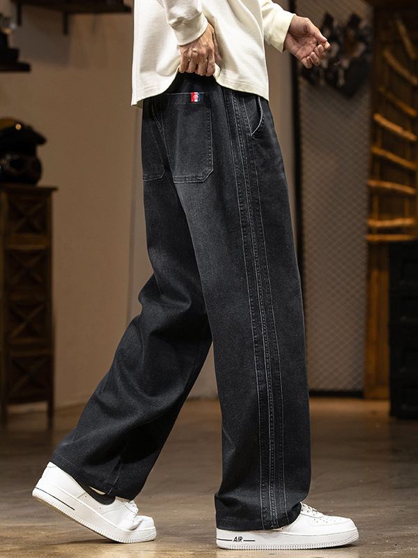 Férfi retro farmernadrág egyenes szabású, középmagas derekú, modal anyag, 2025 tél