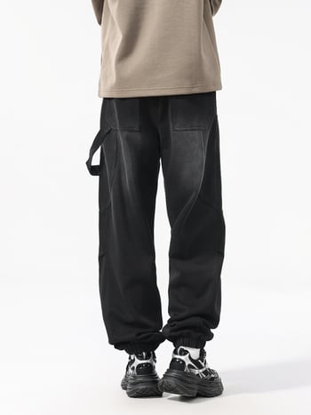 Ανδρικά παντελόνια από βαμβάκι-πολυεστέρα, χαλαρή εφαρμογή, μέση μεσαία, ίσια γραμμή, πλυμένο φινίρισμα (64,5% βαμβάκι / 35,5% πολυεστέρας)