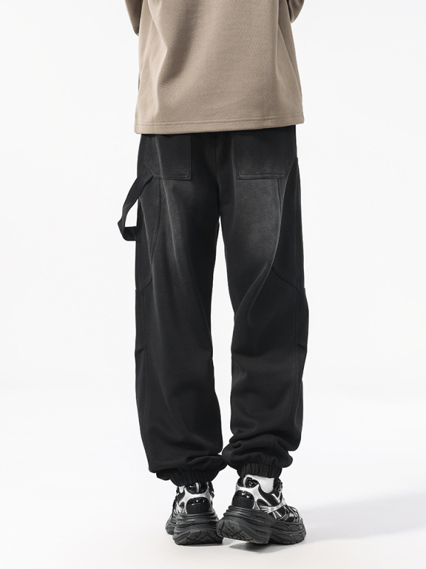 Ανδρικά παντελόνια από βαμβάκι-πολυεστέρα, χαλαρή εφαρμογή, μέση μεσαία, ίσια γραμμή, πλυμένο φινίρισμα (64,5% βαμβάκι / 35,5% πολυεστέρας)