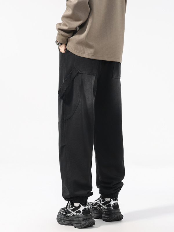 Ανδρικά παντελόνια από βαμβάκι-πολυεστέρα, χαλαρή εφαρμογή, μέση μεσαία, ίσια γραμμή, πλυμένο φινίρισμα (64,5% βαμβάκι / 35,5% πολυεστέρας)