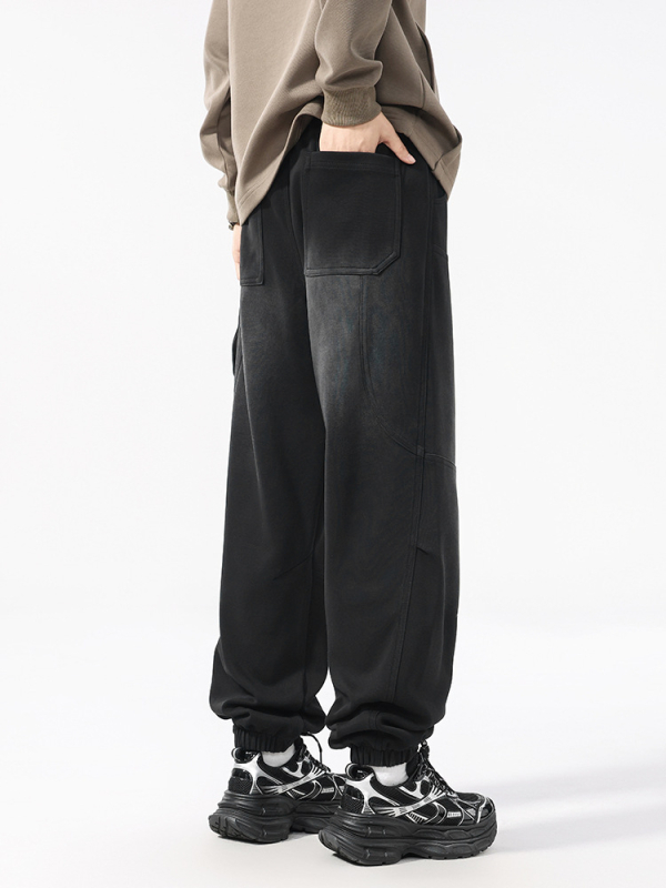 Ανδρικά παντελόνια από βαμβάκι-πολυεστέρα, χαλαρή εφαρμογή, μέση μεσαία, ίσια γραμμή, πλυμένο φινίρισμα (64,5% βαμβάκι / 35,5% πολυεστέρας)