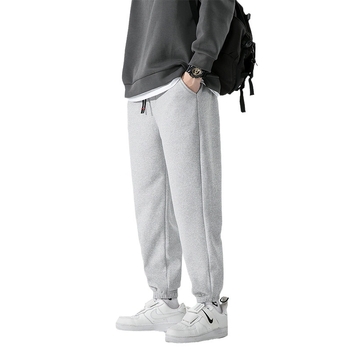 Casual παντελόνια με υφή βάφλας, μήκος αστραγάλου, μέση στη μέση, άνετη γραμμή, πολυεστέρας