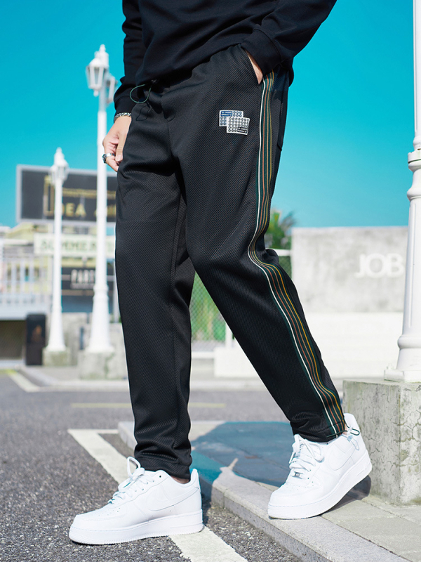 Φούτερ παντελόνια με διακοσμητικά ράμματα και λεπτομέρειες κορδέλας (μείγμα πολυεστέρα-σπαντέξ, μέση μεσαία, μικροελαστικότητα, ίσιο πόδι)