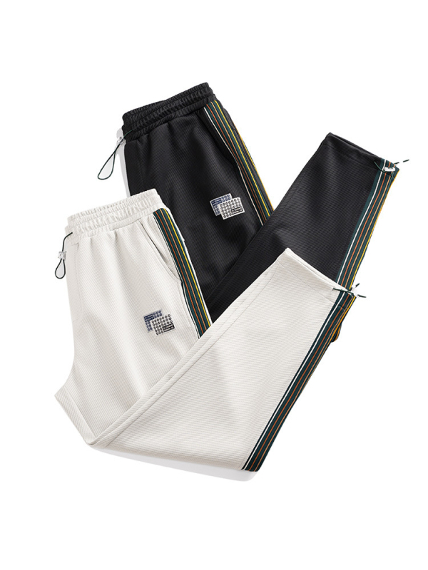 Φούτερ παντελόνια με διακοσμητικά ράμματα και λεπτομέρειες κορδέλας (μείγμα πολυεστέρα-σπαντέξ, μέση μεσαία, μικροελαστικότητα, ίσιο πόδι)