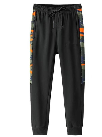 Ανδρικά καμουφλαρισμένα παντελόνια φόρμας με χαλαρή γραμμή, στενά τελειώματα, διπλό φερμουάρ, πολυεστέρας