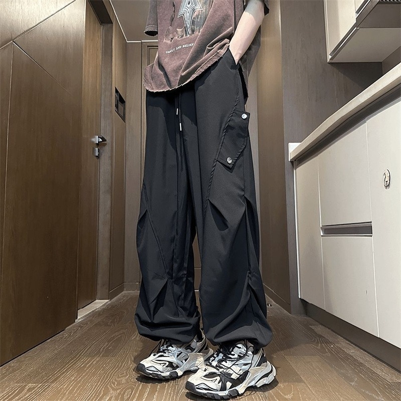 Αντρικά εργασιακά παντελόνια σε ιαπωνικό στυλ, με μεγάλο μέγεθος — άνετη εφαρμογή, μικροελαστικότητα, μέση μέτρια-χαμηλή, γρήγορο στέγνωμα, Oxford ύφασμα