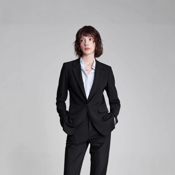Žensko sako za poslovni casual stil, slim-fit, ljeto 2024, Spandex tkanina bojena po pređama, plosni rever, jedno dugme