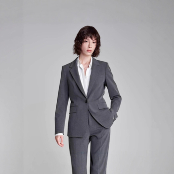 Žensko sako za poslovni casual stil, slim-fit, ljeto 2024, Spandex tkanina bojena po pređama, plosni rever, jedno dugme