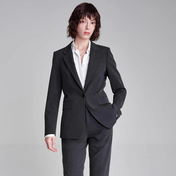 Žensko sako za poslovni casual stil, slim-fit, ljeto 2024, Spandex tkanina bojena po pređama, plosni rever, jedno dugme