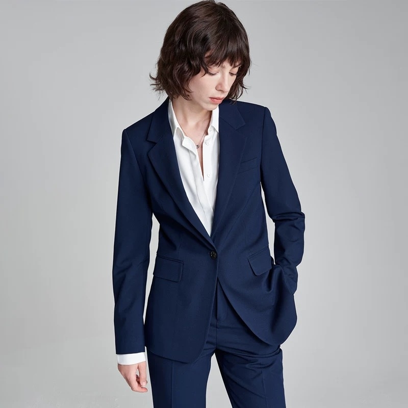 Žensko sako za poslovni casual stil, slim-fit, ljeto 2024, Spandex tkanina bojena po pređama, plosni rever, jedno dugme