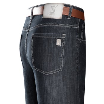 Jeansi pentru bărbați de vârstă mijlocie, croială dreaptă, talie înaltă, amestec de bumbac cu fibre sintetice 74,3% bumbac, primăvară-toamnă, casual