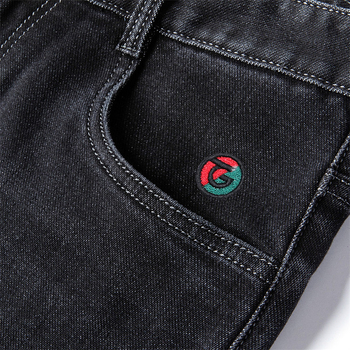 Blugi pentru bărbați Ruizhe Sheep, croială dreaptă lejeră, talie înaltă, amestec bumbac-fibra chimică (53% bumbac), pentru primăvară-toamnă, pantaloni casual-business